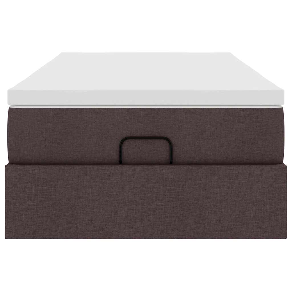 Cadre de lit ottoman avec matelas marron foncé 90x190 cm tissu - XIOS