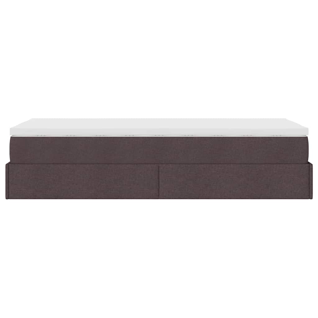 Cadre de lit ottoman avec matelas marron foncé 90x190 cm tissu - XIOS