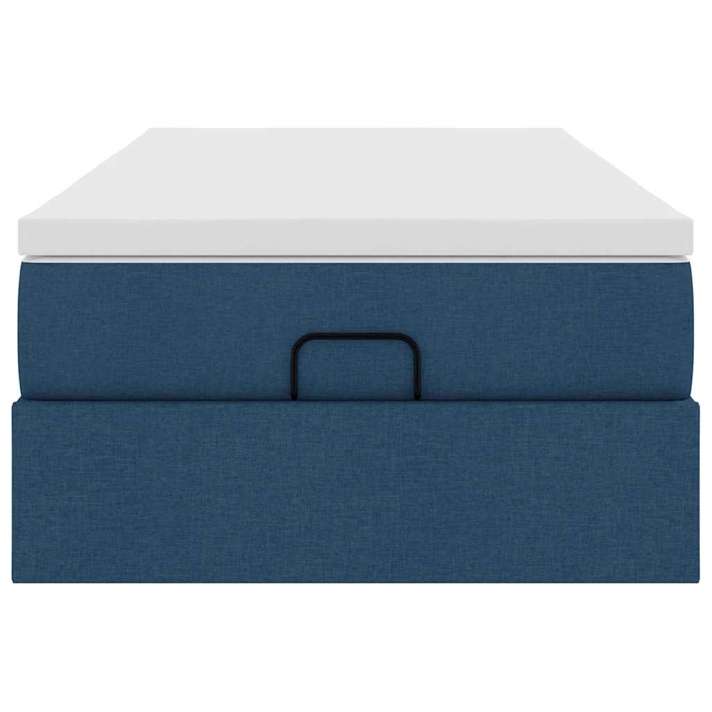 Cadre de lit ottoman avec matelas bleu 90x190 cm tissu - XIOS