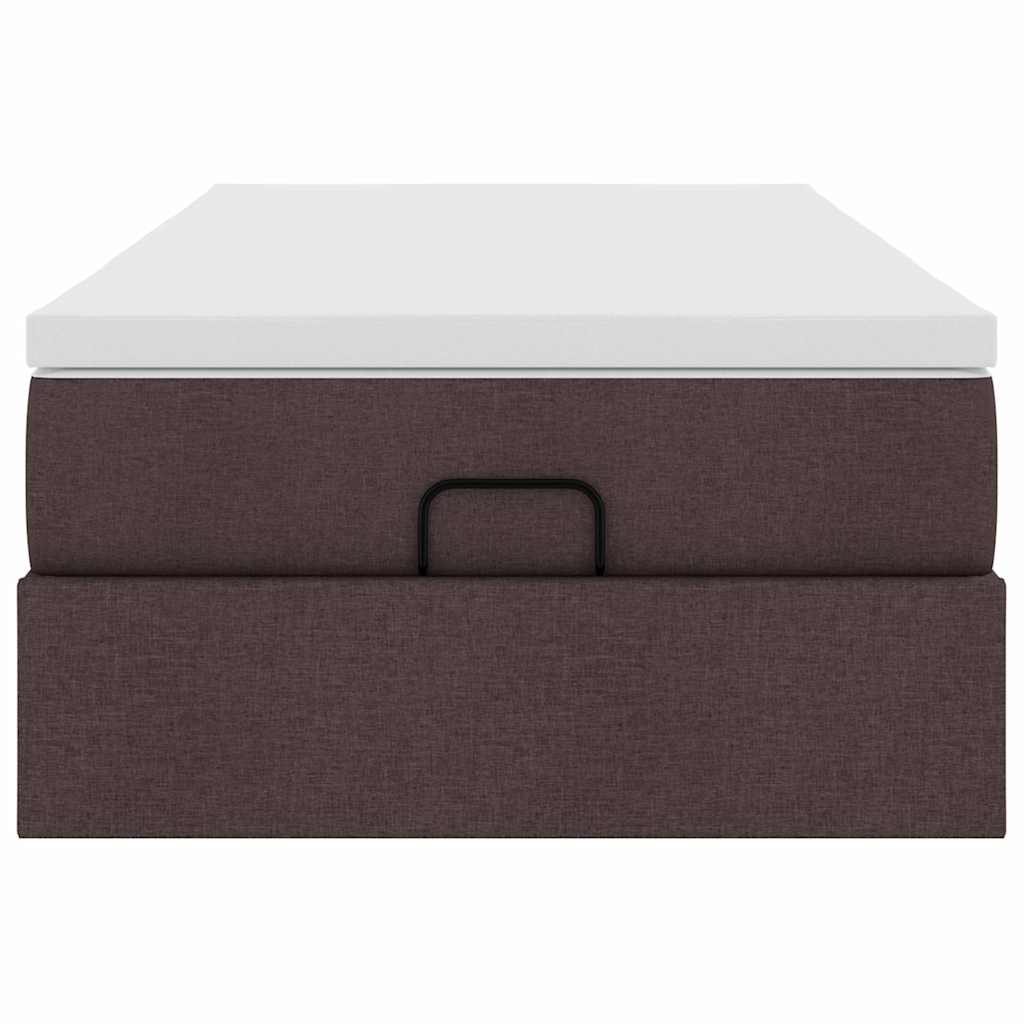 Cadre de lit ottoman avec matelas marron foncé 100x200 cm tissu - XIOS