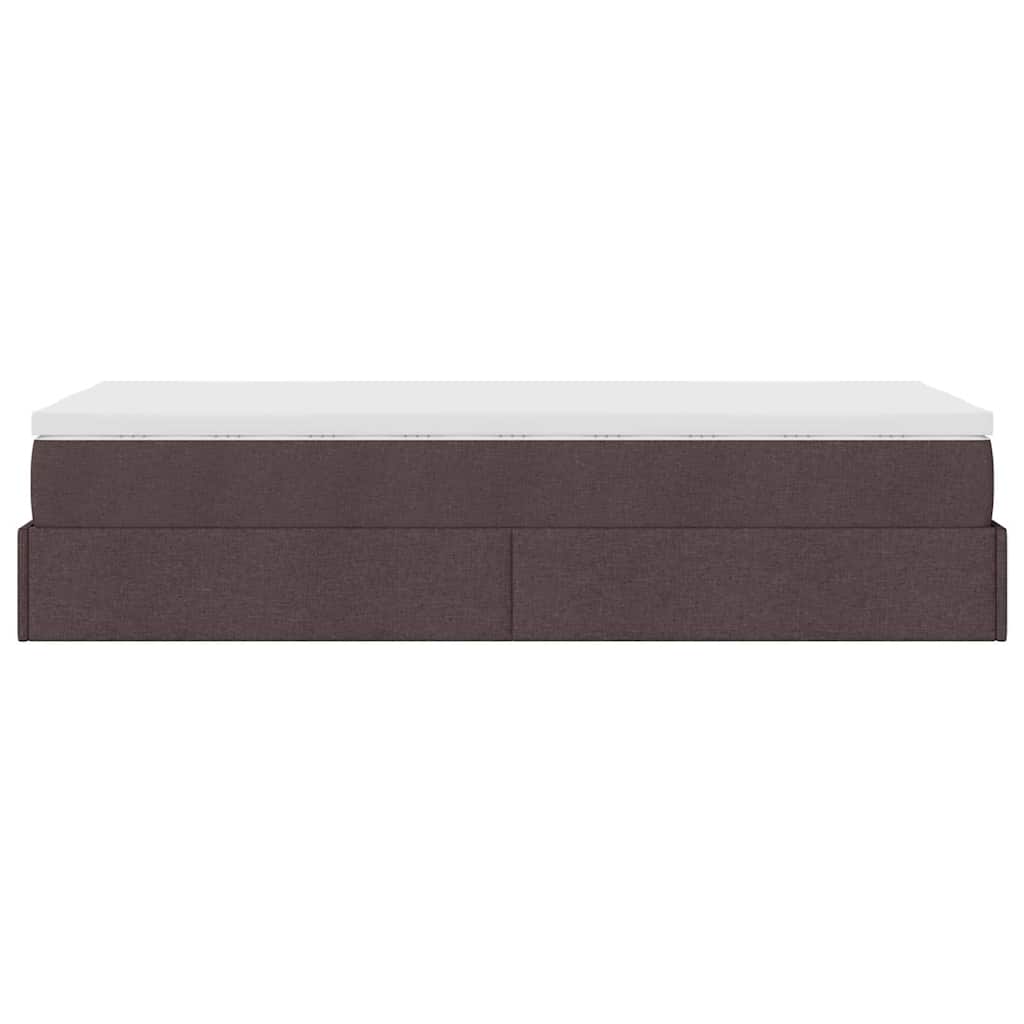 Cadre de lit ottoman avec matelas marron foncé 100x200 cm tissu - XIOS
