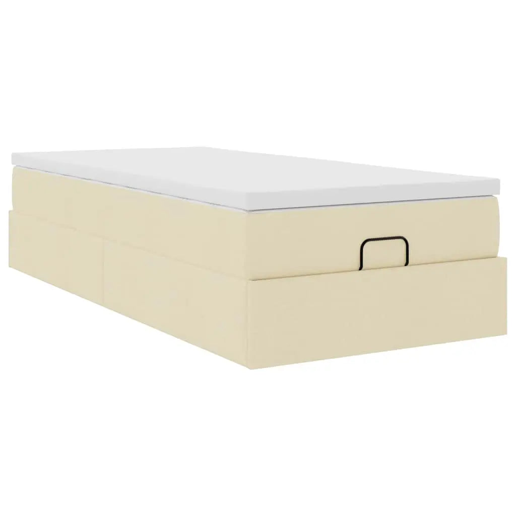 Cadre de lit ottoman avec matelas crème 100x200cm tissu - XIOS