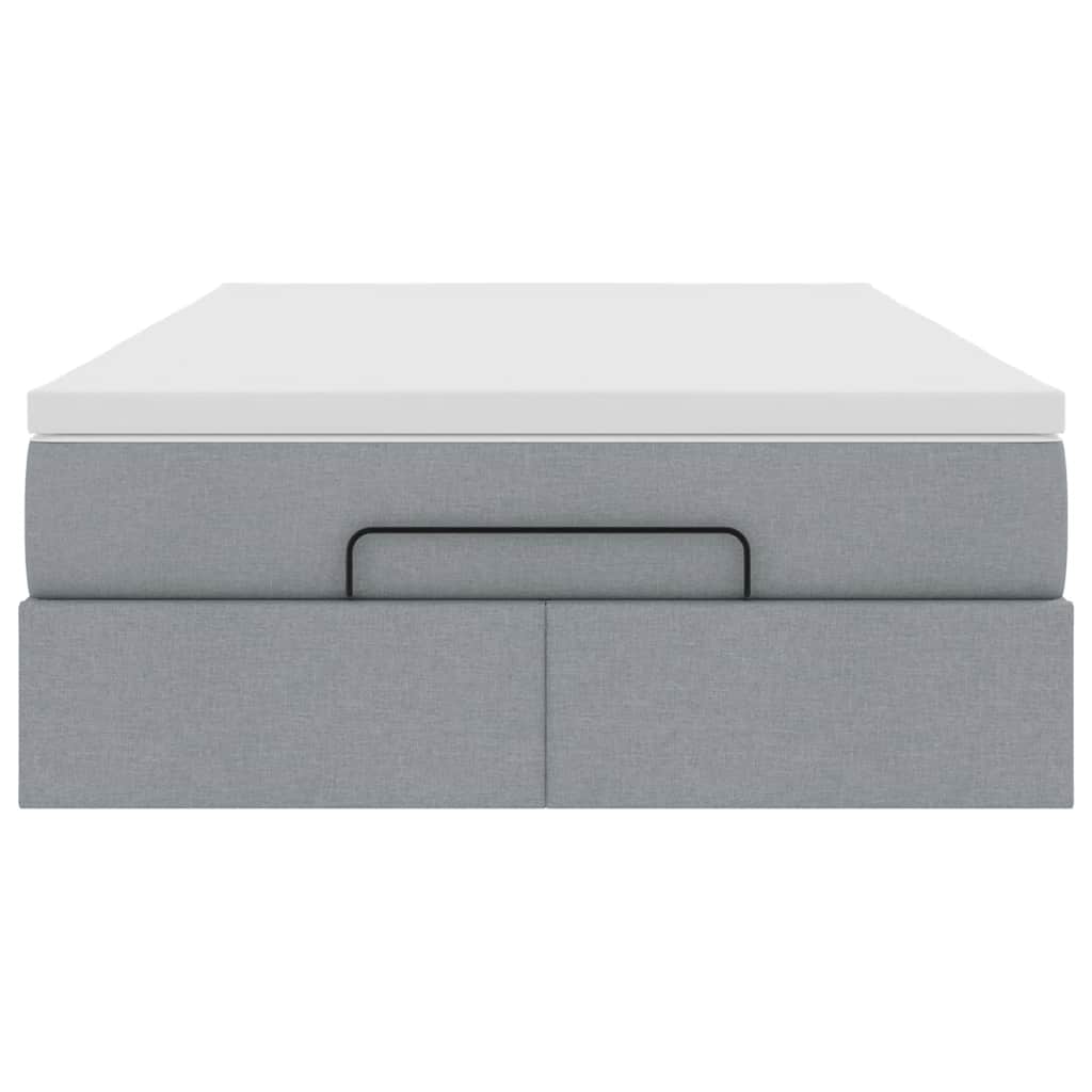 Cadre de lit ottoman avec matelas gris clair 120x190 cm tissu - XIOS
