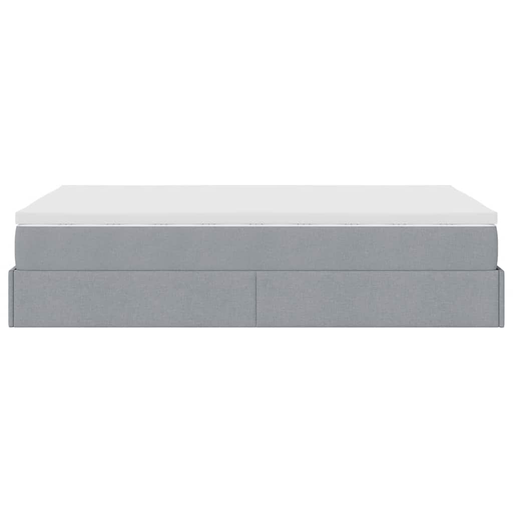 Cadre de lit ottoman avec matelas gris clair 120x190 cm tissu - XIOS