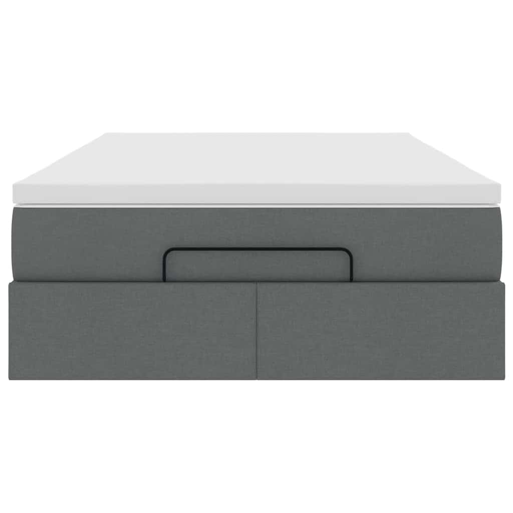 Cadre de lit ottoman avec matelas gris foncé 120x190 cm tissu - XIOS