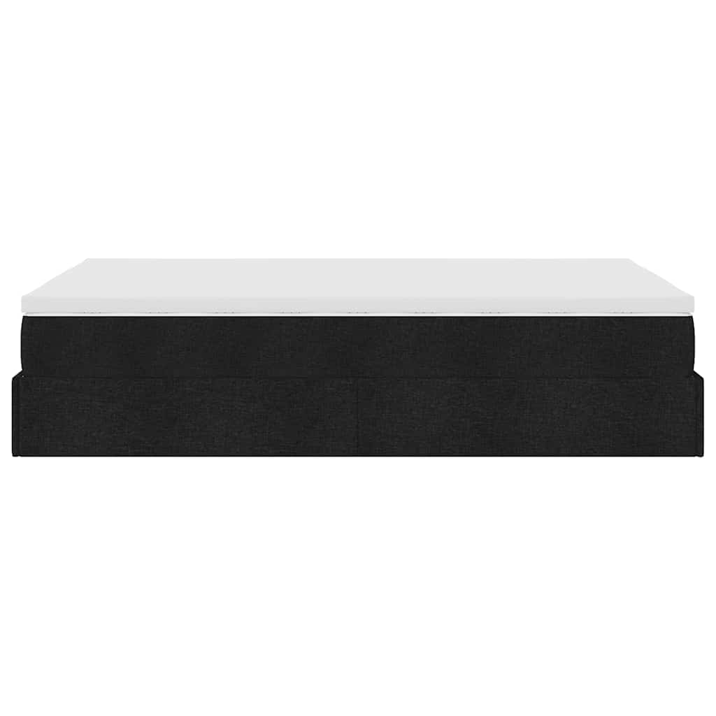 Cadre de lit ottoman avec matelas noir 120x190 cm tissu - XIOS