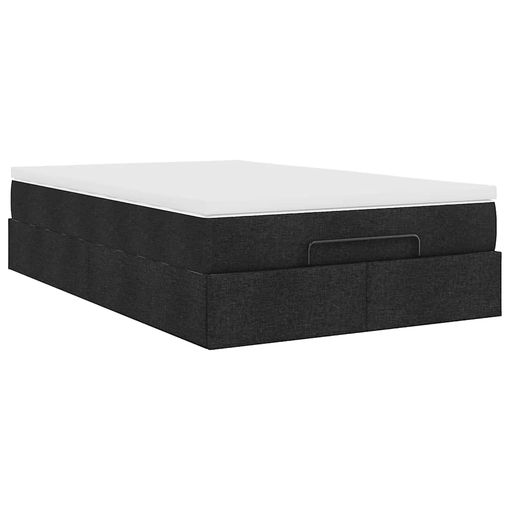 Cadre de lit ottoman avec matelas noir 120x190 cm tissu - XIOS