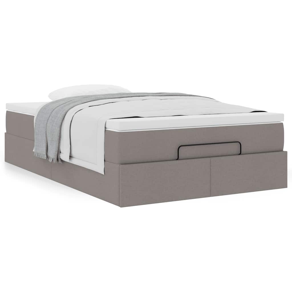 Cadre de lit ottoman avec matelas taupe 120x190 cm tissu - XIOS