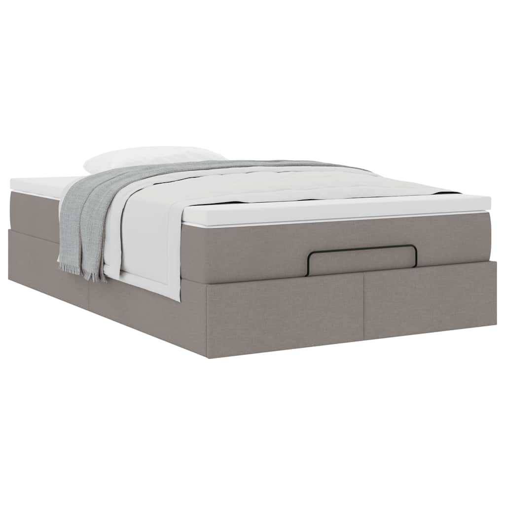 Cadre de lit ottoman avec matelas taupe 120x190 cm tissu - XIOS