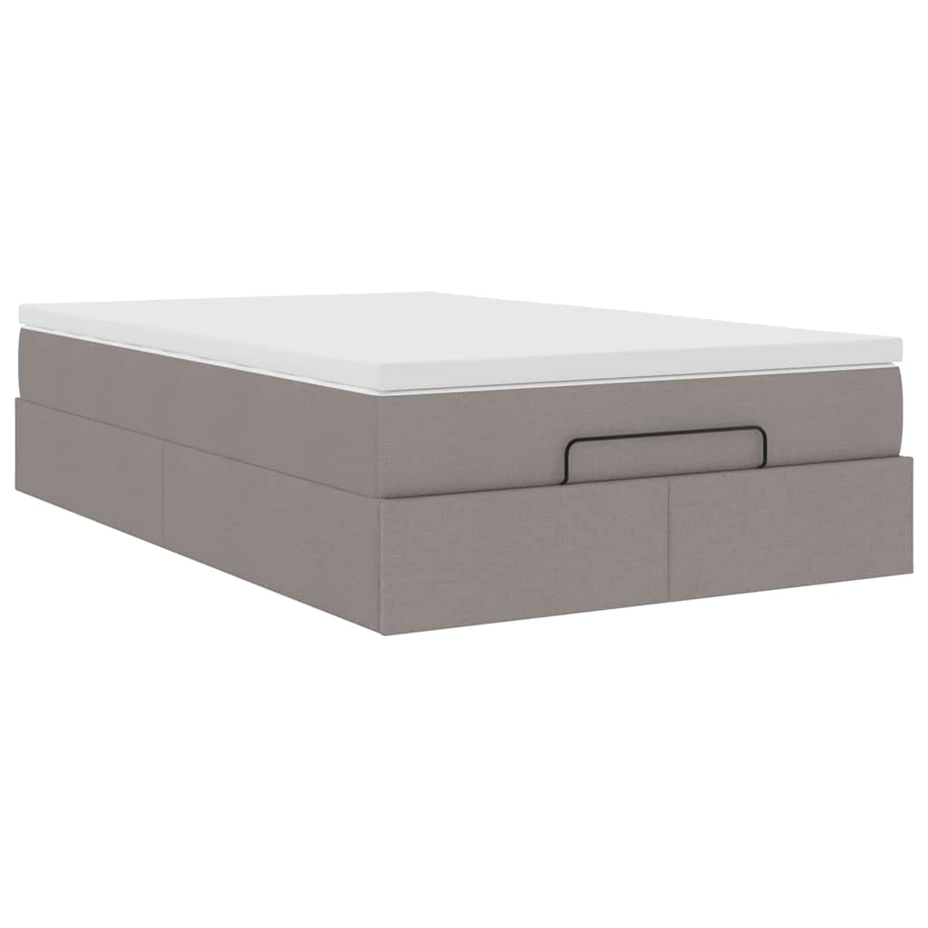 Cadre de lit ottoman avec matelas taupe 120x190 cm tissu - XIOS
