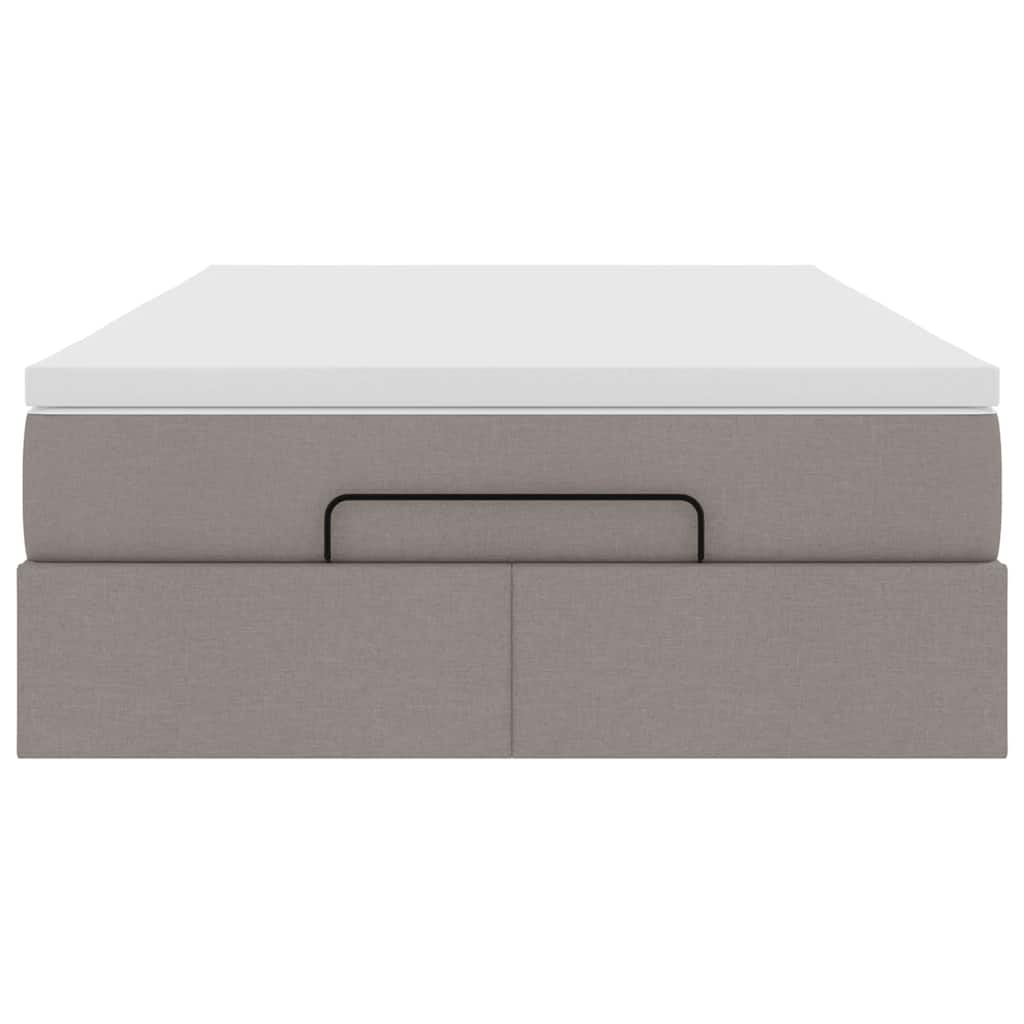 Cadre de lit ottoman avec matelas taupe 120x190 cm tissu - XIOS