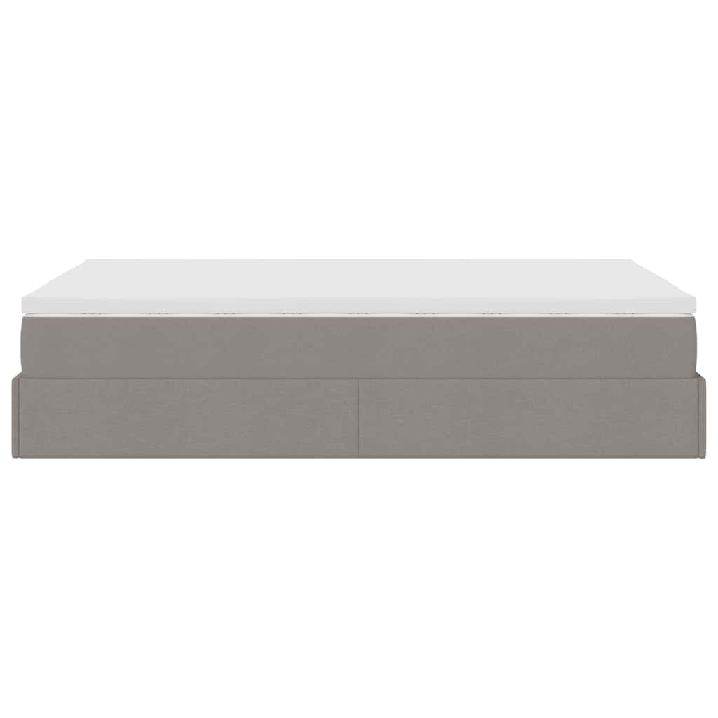 Cadre de lit ottoman avec matelas taupe 120x190 cm tissu - XIOS