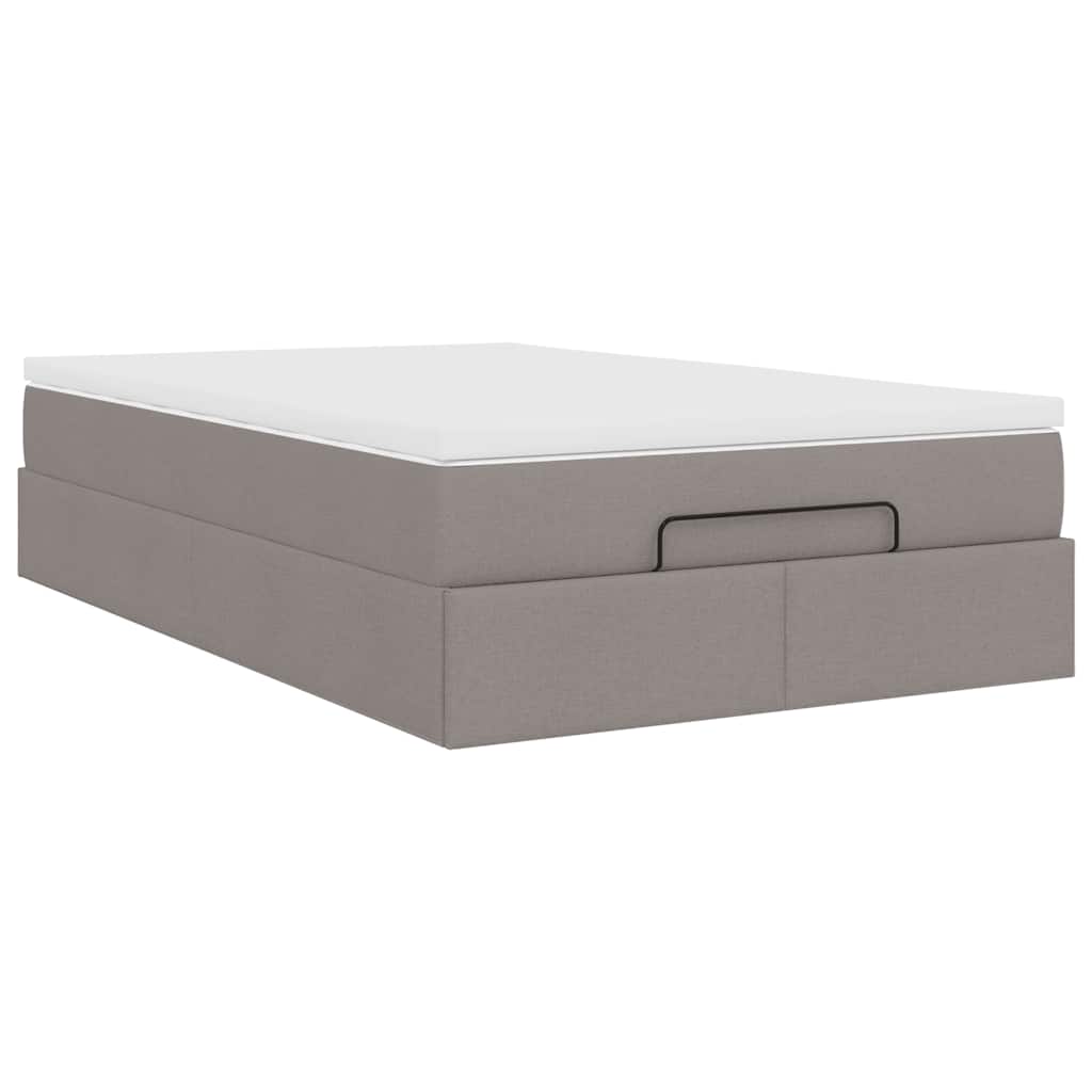 Cadre de lit ottoman avec matelas taupe 120x190 cm tissu - XIOS
