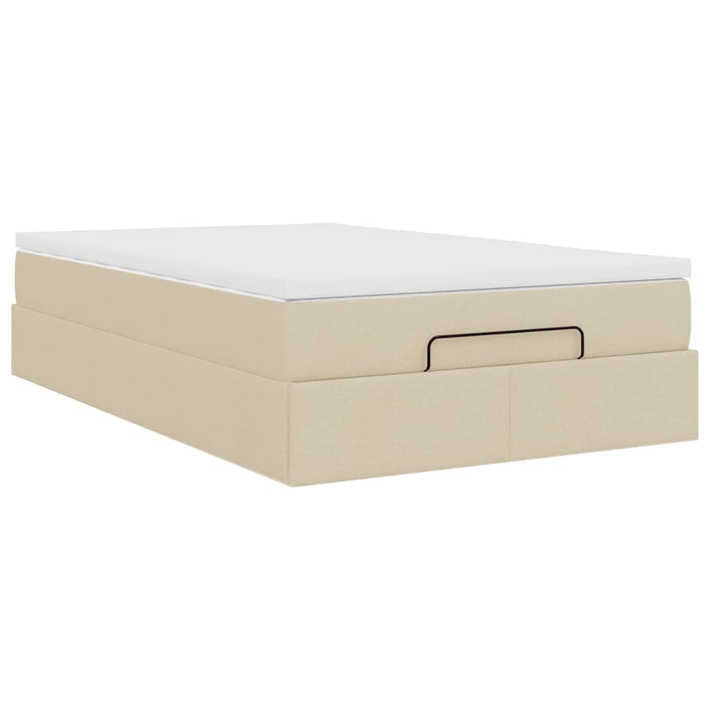 Cadre de lit ottoman avec matelas crème 120x190 cm tissu - XIOS
