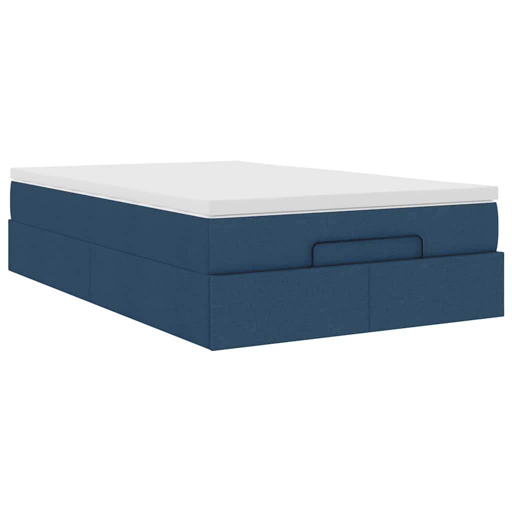 Cadre de lit ottoman avec matelas bleu 120x190 cm tissu - XIOS