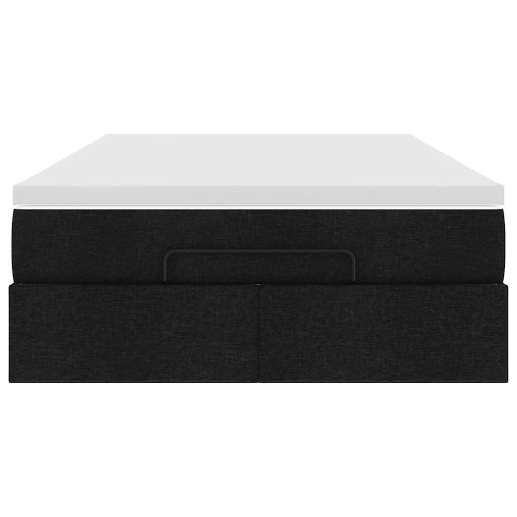 Cadre de lit ottoman avec matelas noir 120x200cm tissu - XIOS