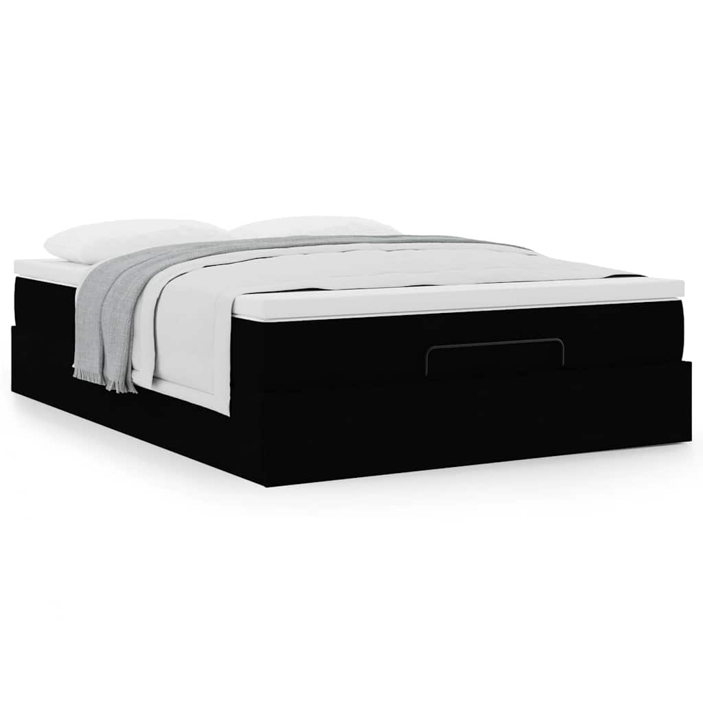 Cadre de lit ottoman avec matelas noir 140x190 cm tissu - XIOS