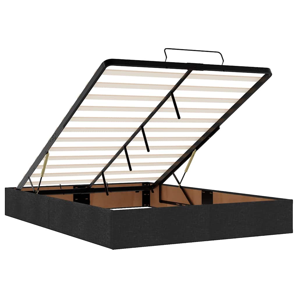 Cadre de lit ottoman avec matelas noir 140x190 cm tissu - XIOS
