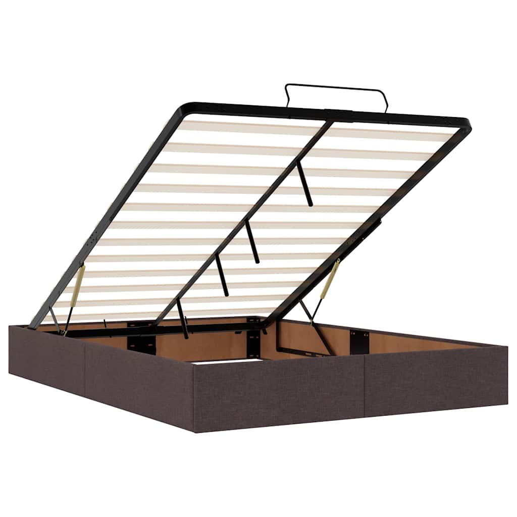 Cadre de lit ottoman avec matelas marron foncé 140x190 cm tissu - XIOS