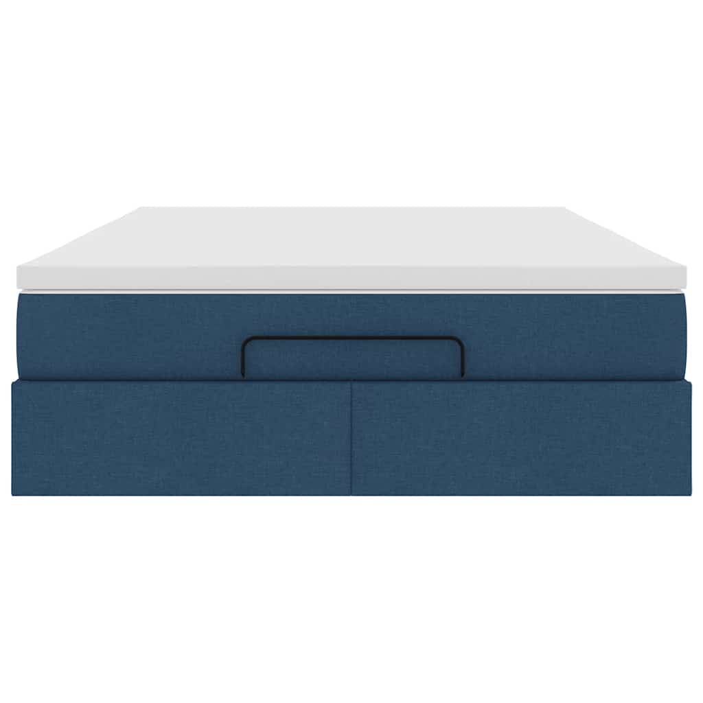 Cadre de lit ottoman avec matelas bleu 140x190 cm tissu - XIOS