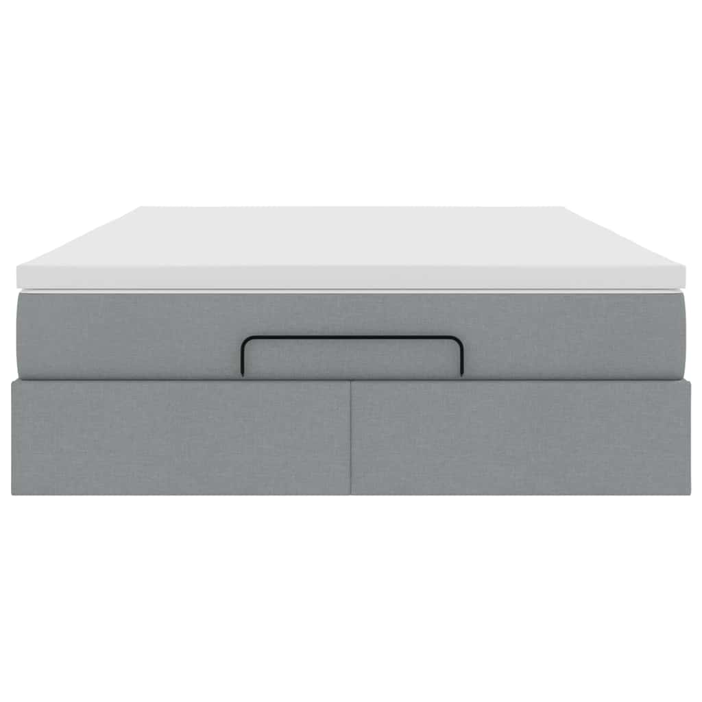 Cadre de lit ottoman et matelas gris clair 140x200 cm tissu - XIOS