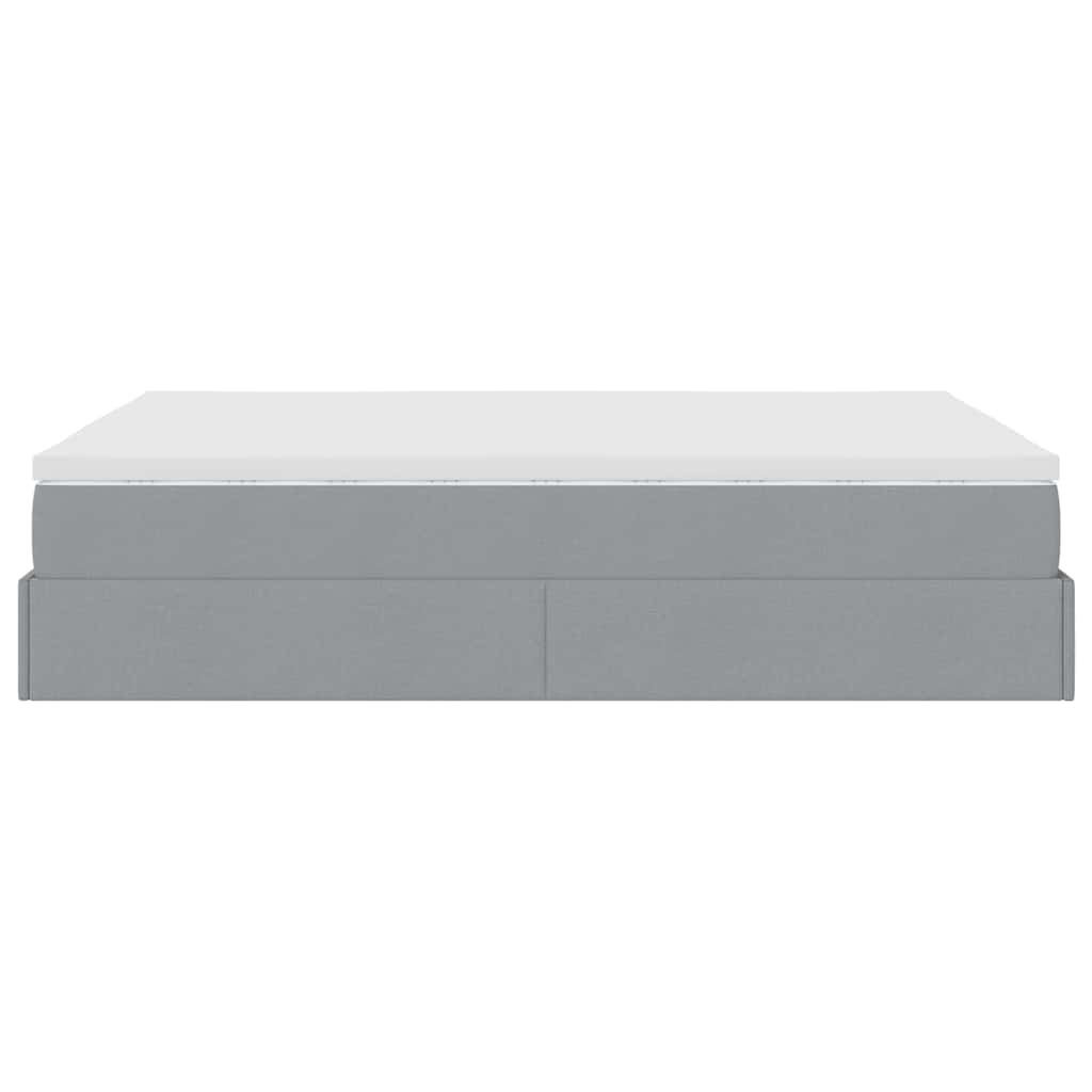 Cadre de lit ottoman et matelas gris clair 140x200 cm tissu - XIOS