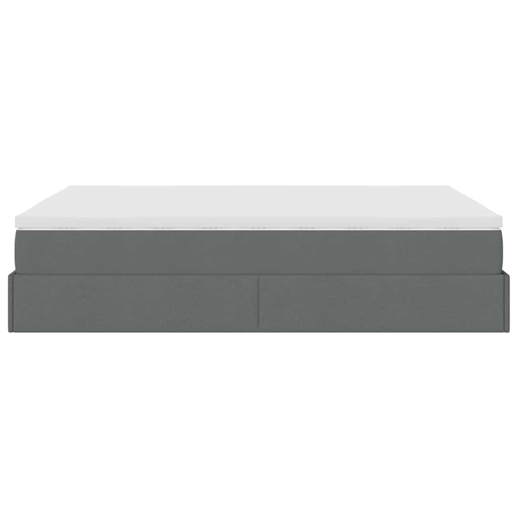 Cadre de lit ottoman avec matelas gris foncé 140x200 cm tissu - XIOS