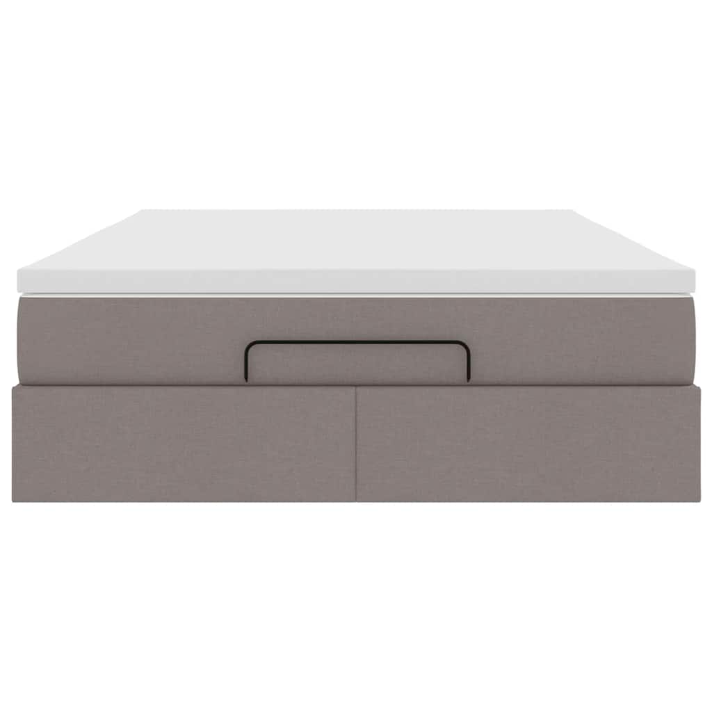 Cadre de lit ottoman avec matelas taupe 140x200 cm tissu