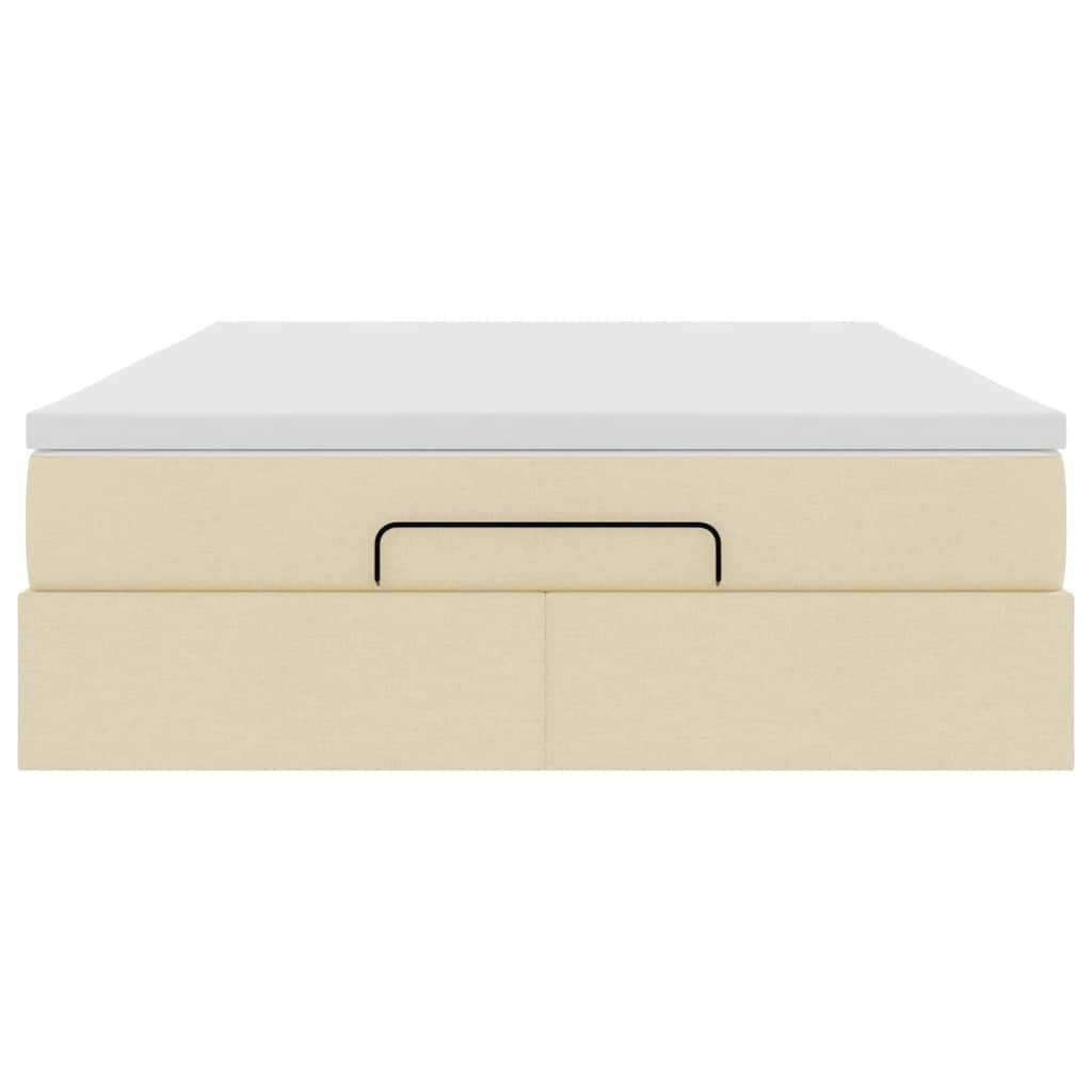Cadre de lit ottoman avec matelas crème 140x200 cm tissu - XIOS