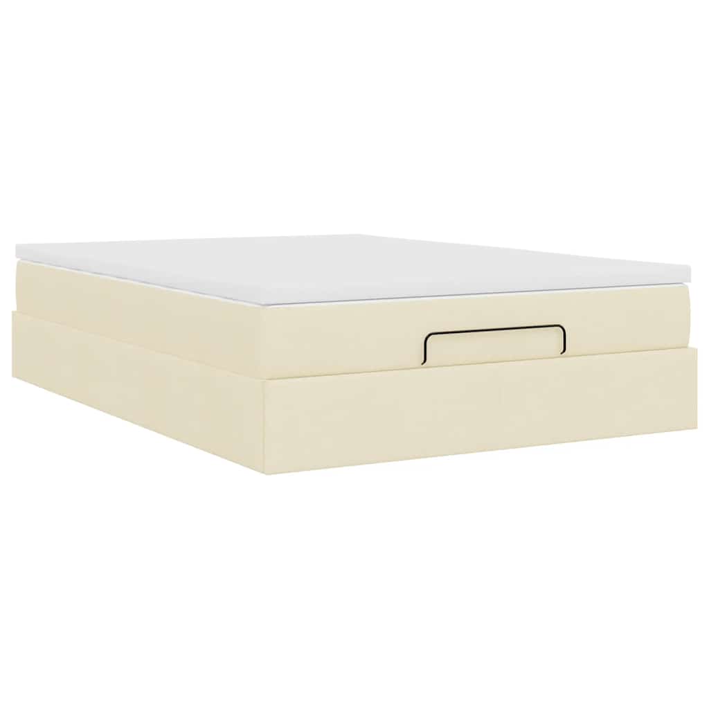 Cadre de lit ottoman avec matelas crème 140x200 cm tissu - XIOS