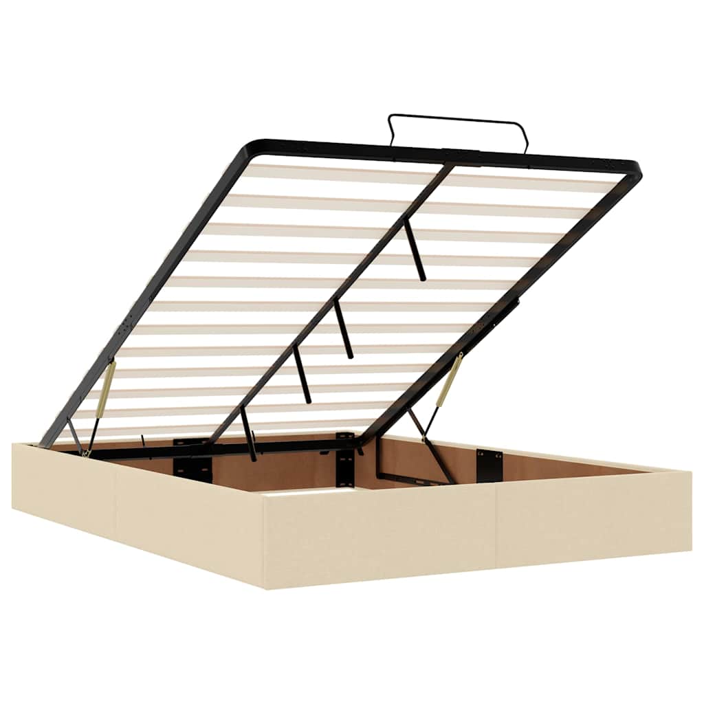 Cadre de lit ottoman avec matelas crème 140x200 cm tissu - XIOS