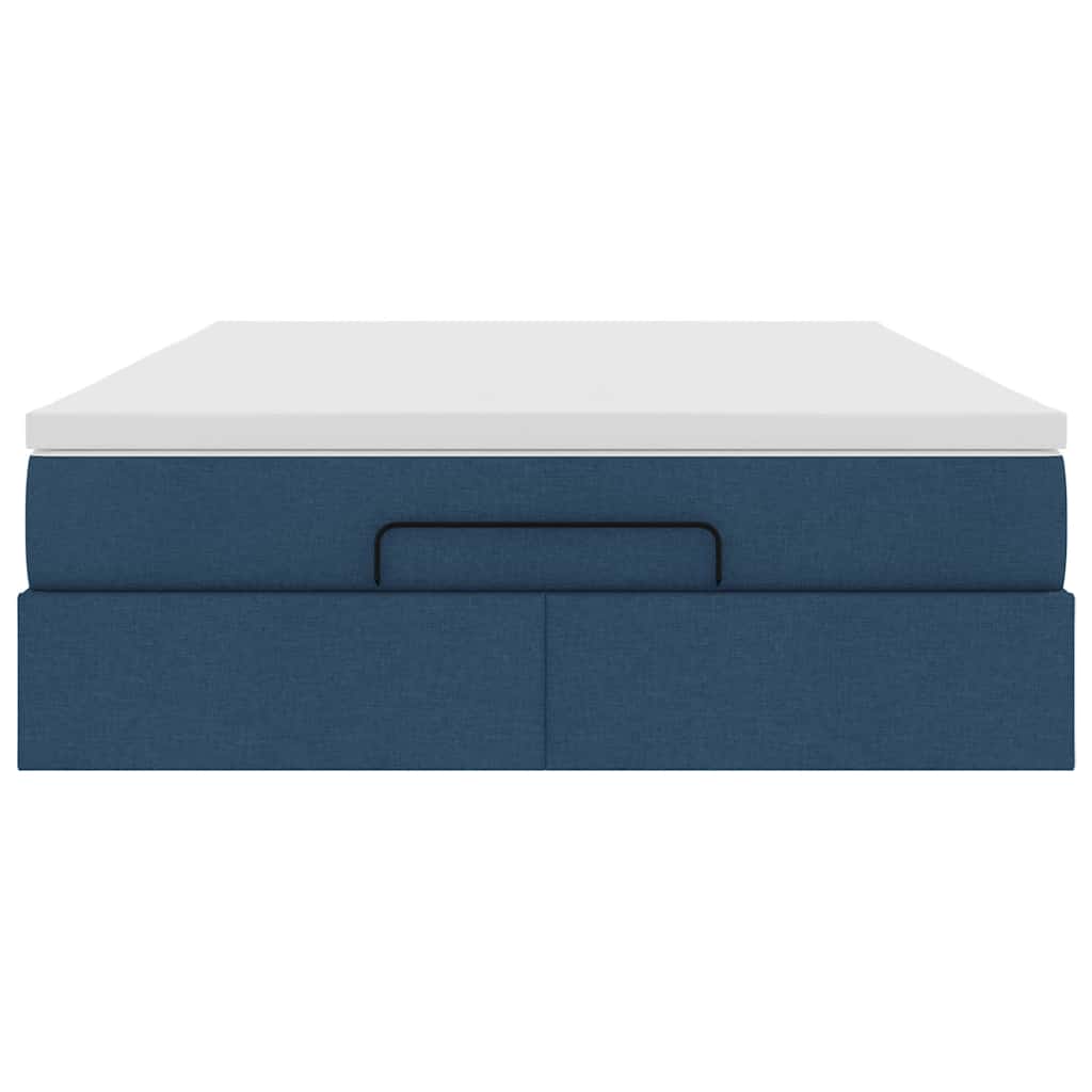 Cadre de lit ottoman avec matelas bleu 140x200 cm tissu - XIOS