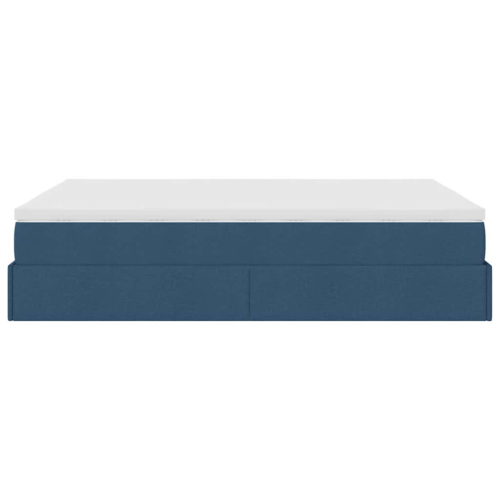 Cadre de lit ottoman avec matelas bleu 140x200 cm tissu - XIOS