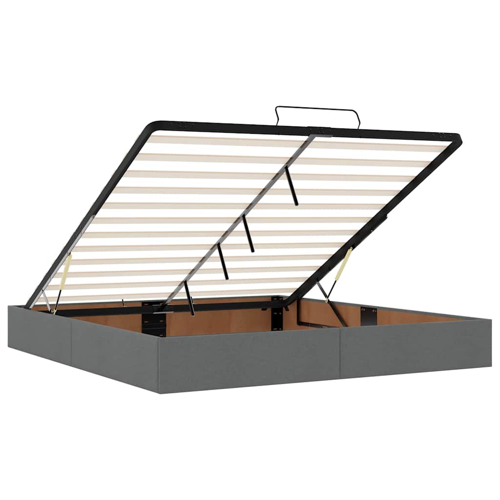 Cadre de lit ottoman avec matelas gris foncé 160x200cm tissu - XIOS