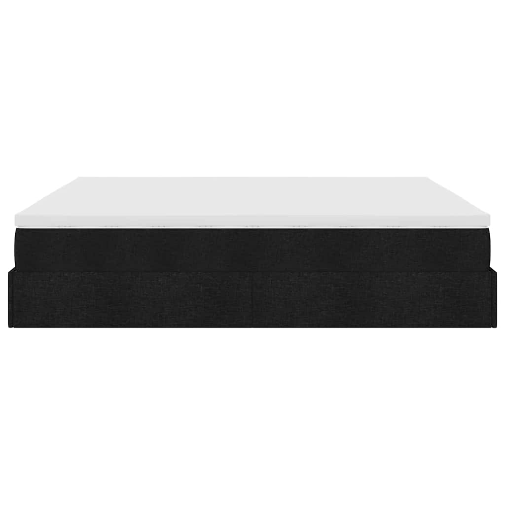 Cadre de lit ottoman avec matelas noir 160x200 cm tissu - XIOS