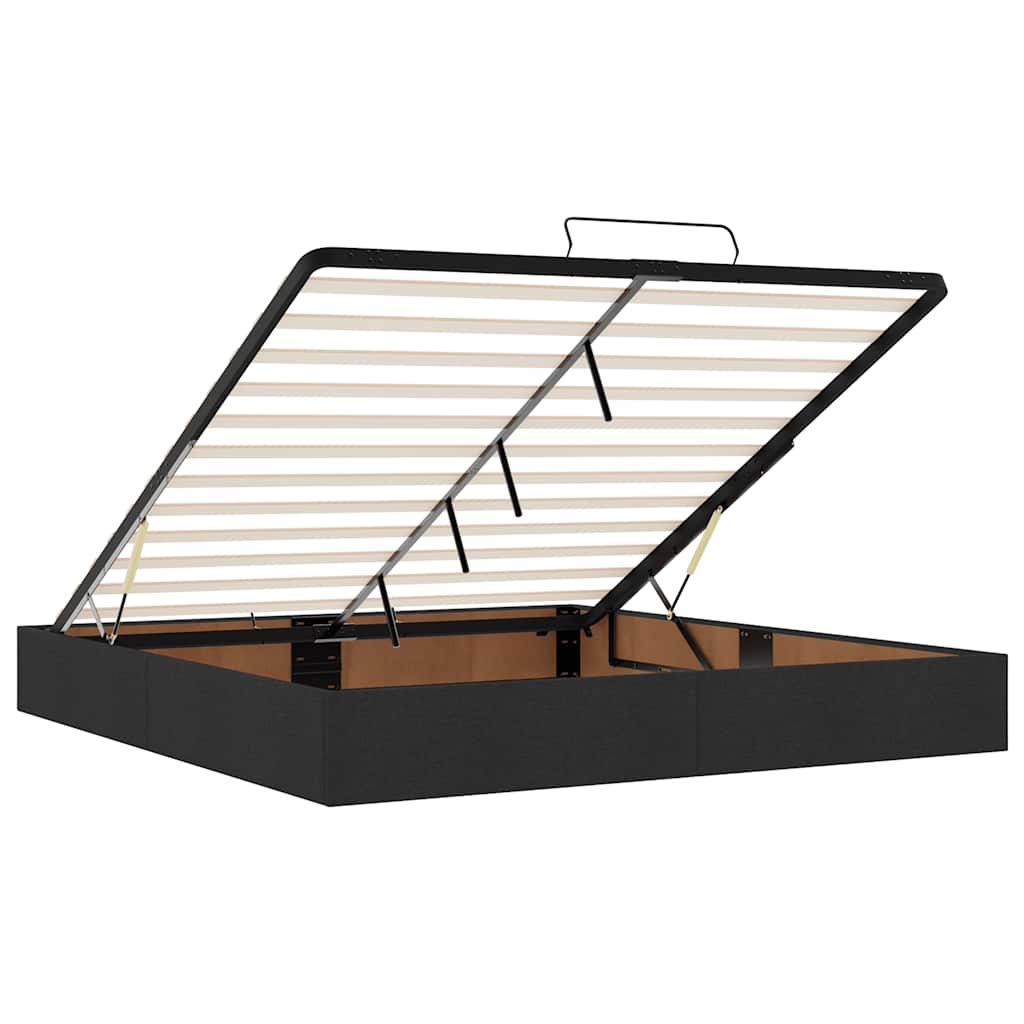 Cadre de lit ottoman avec matelas noir 160x200 cm tissu - XIOS