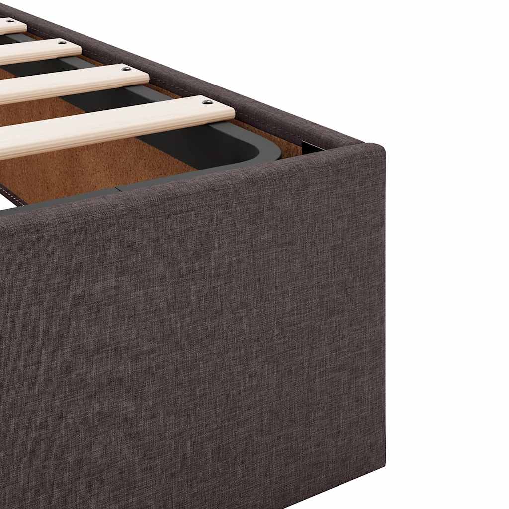 Cadre de lit ottoman avec matelas marron foncé 160x200 cm tissu - XIOS