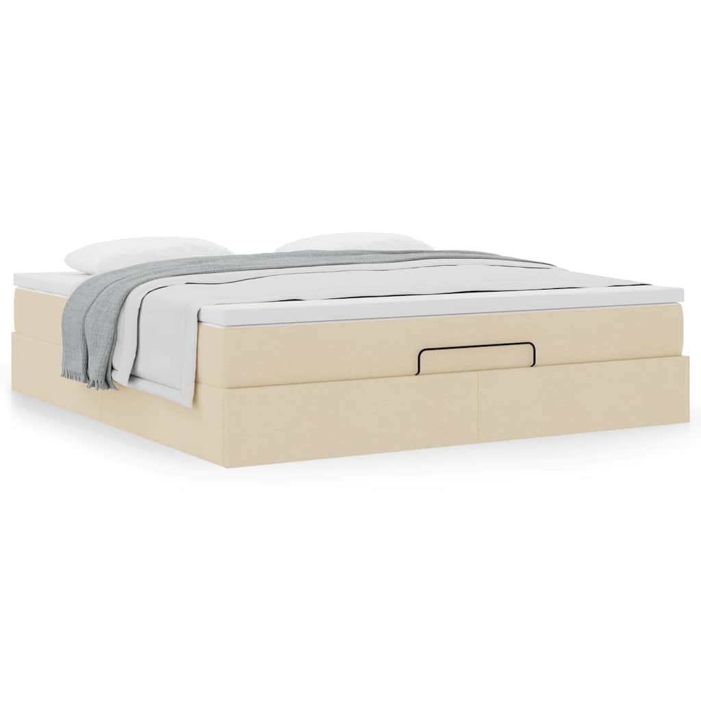 Cadre de lit ottoman avec matelas crème 160x200 cm tissu - XIOS