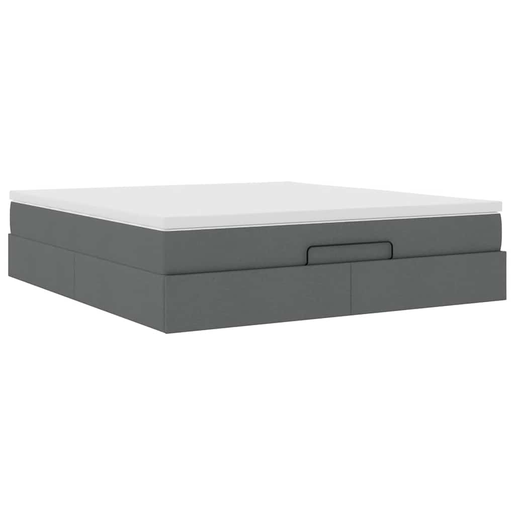Cadre de lit ottoman avec matelas gris foncé 180x200 cm tissu - XIOS