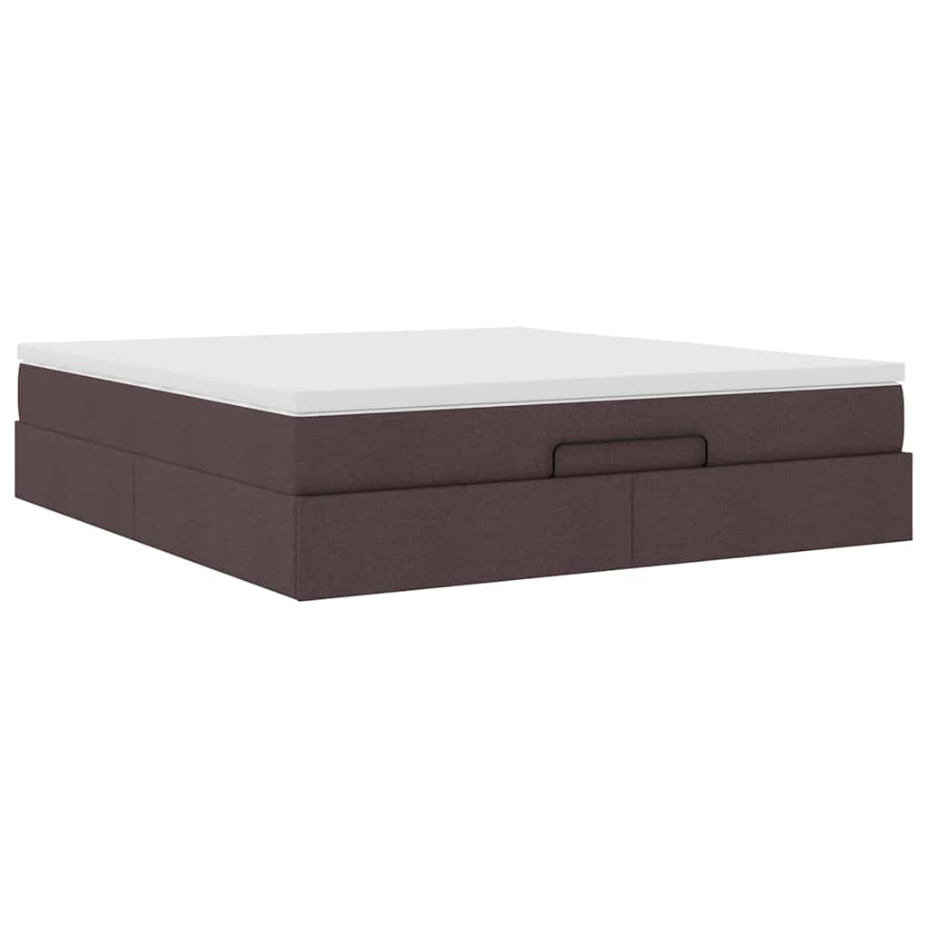Cadre de lit ottoman avec matelas marron foncé 180x200 cm tissu - XIOS