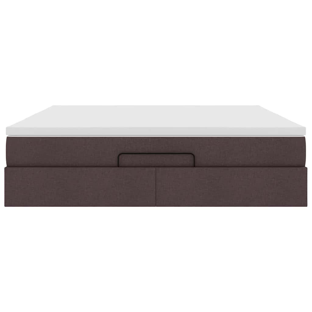 Cadre de lit ottoman avec matelas marron foncé 180x200 cm tissu - XIOS