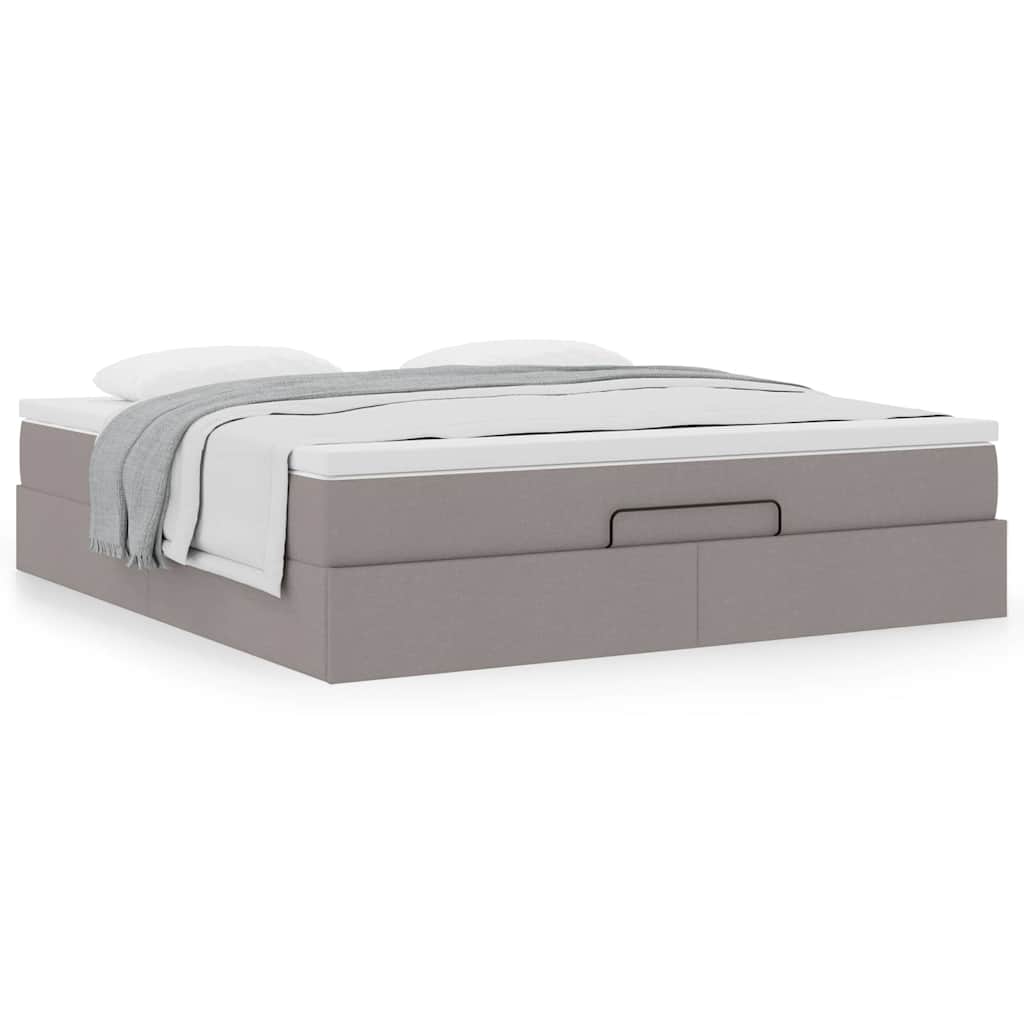 Cadre de lit ottoman avec matelas taupe 180x200 cm tissu - XIOS