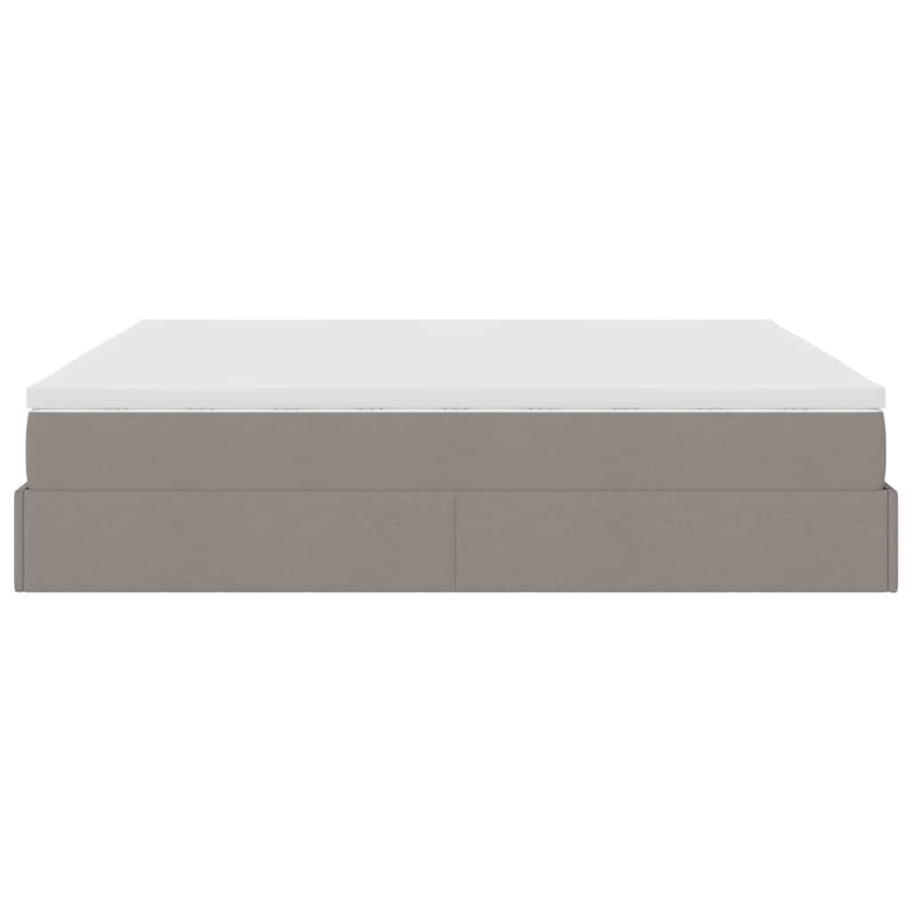 Cadre de lit ottoman avec matelas taupe 180x200 cm tissu - XIOS