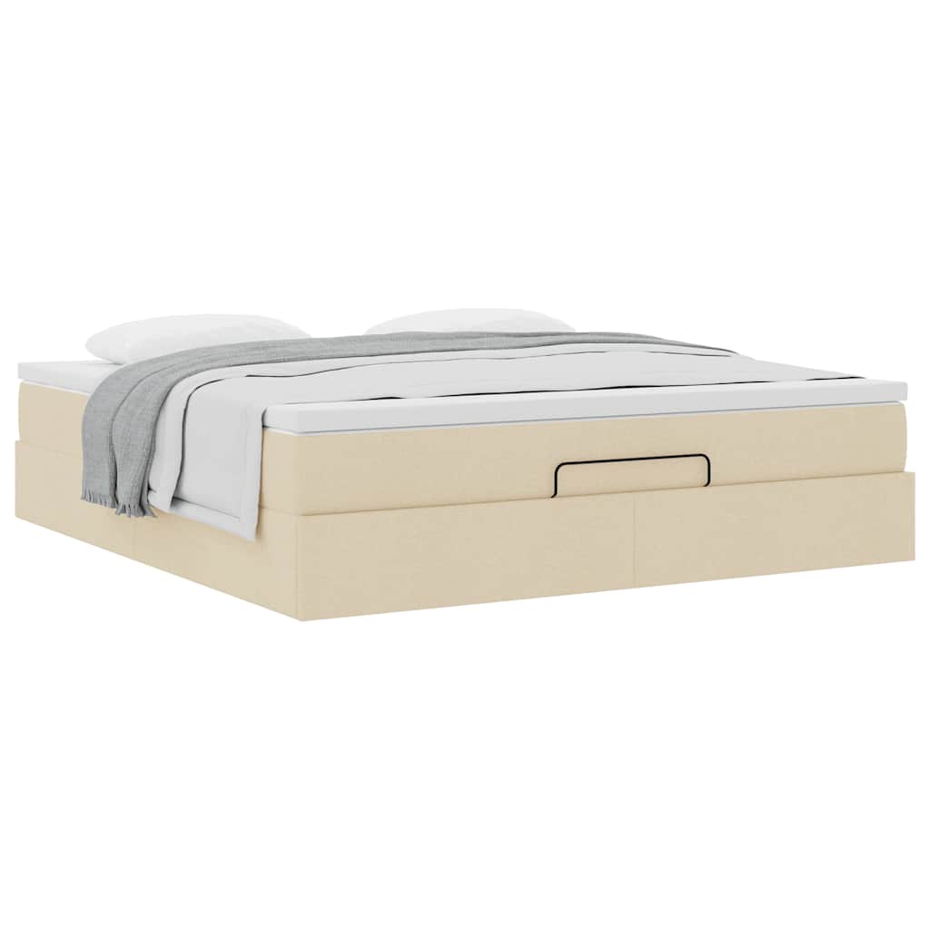 Cadre de lit ottoman avec matelas crème 180x200 cm tissu - XIOS