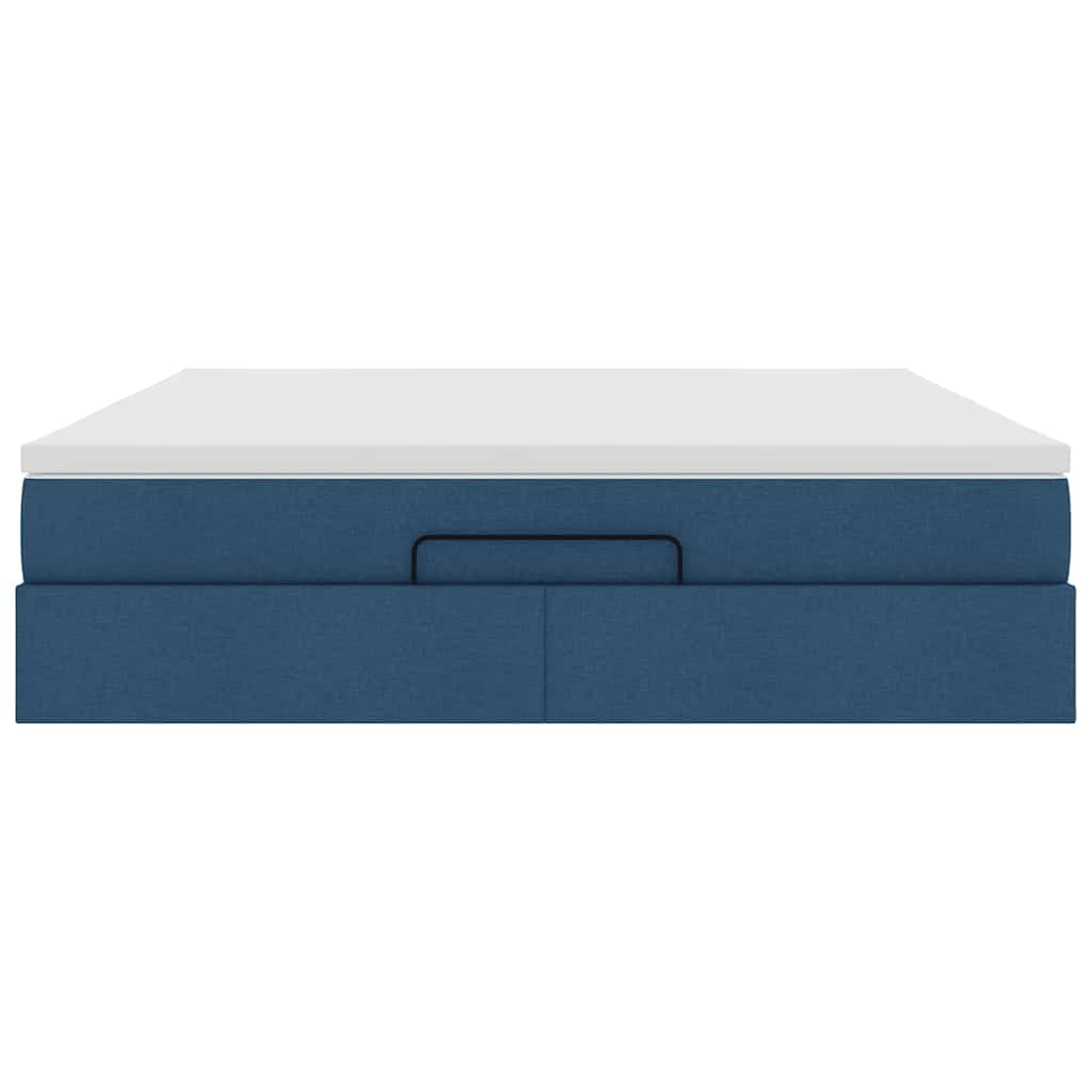 Cadre de lit ottoman avec matelas bleu 180x200 cm tissu - XIOS