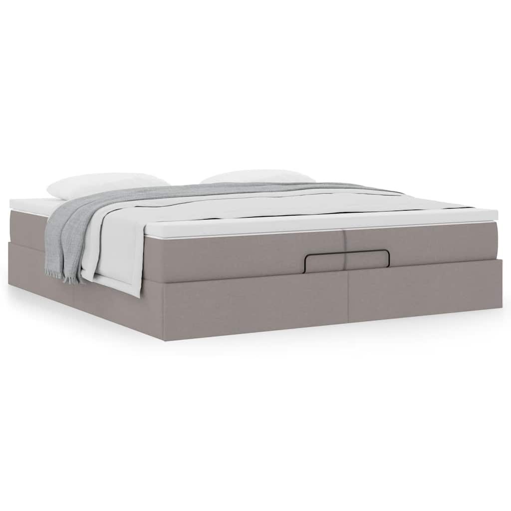 Cadre de lit ottoman avec matelas taupe 200x200cm tissu - XIOS
