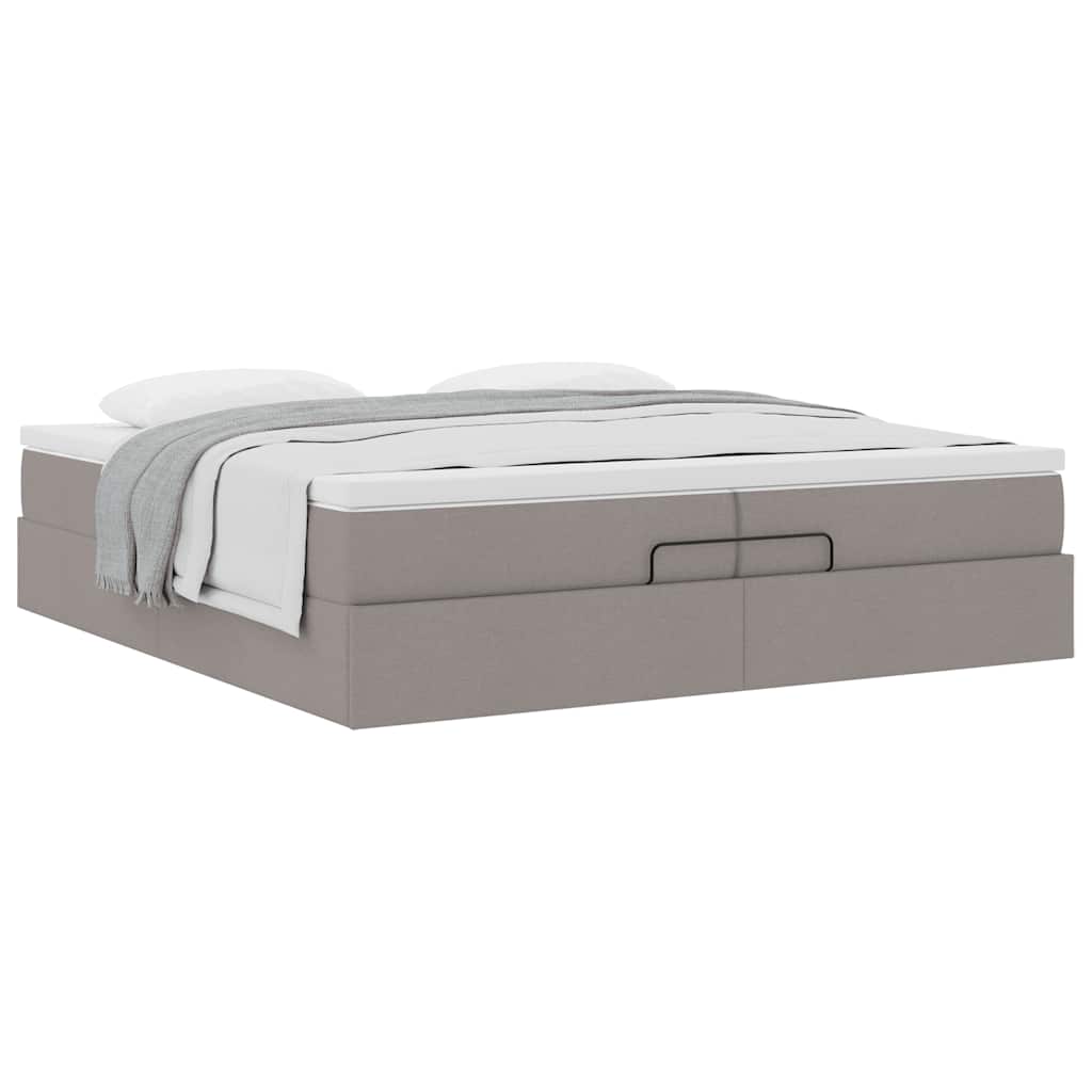 Cadre de lit ottoman avec matelas taupe 200x200cm tissu - XIOS