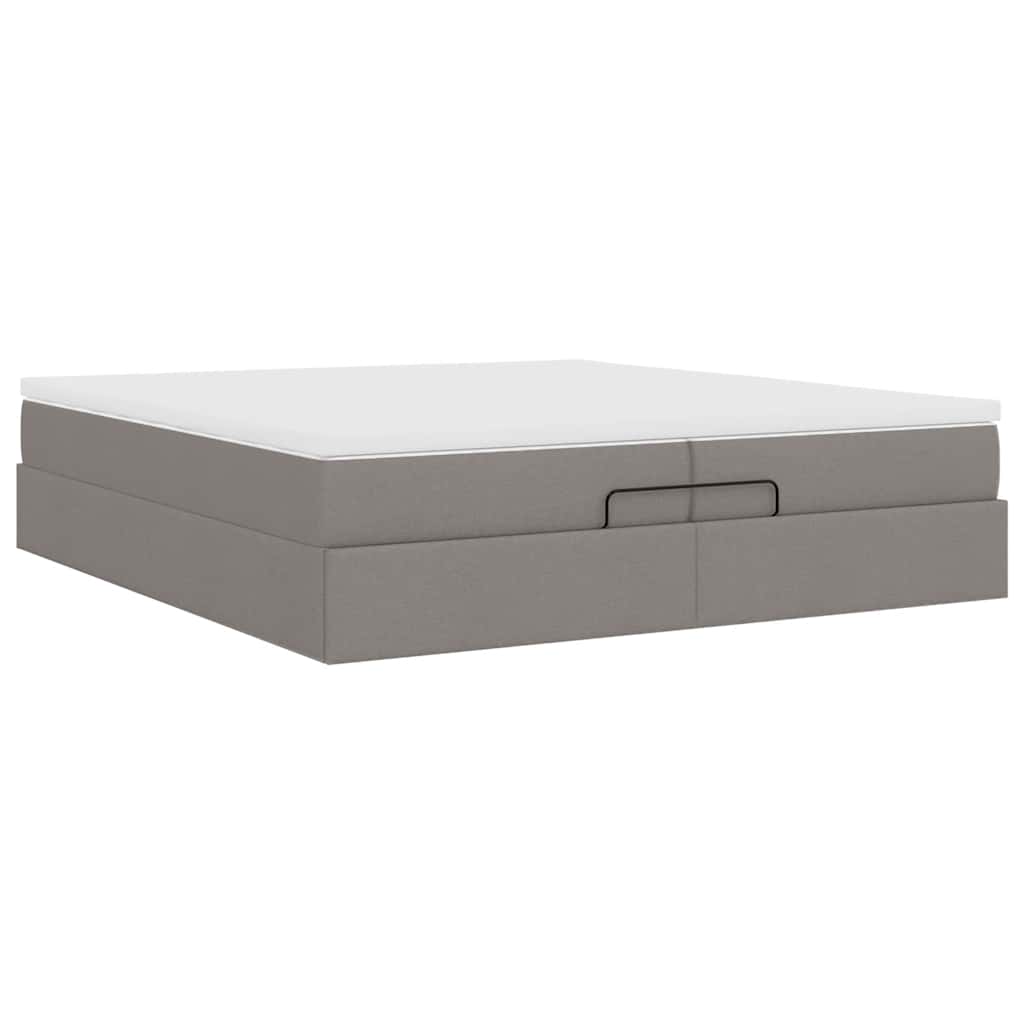 Cadre de lit ottoman avec matelas taupe 200x200cm tissu - XIOS