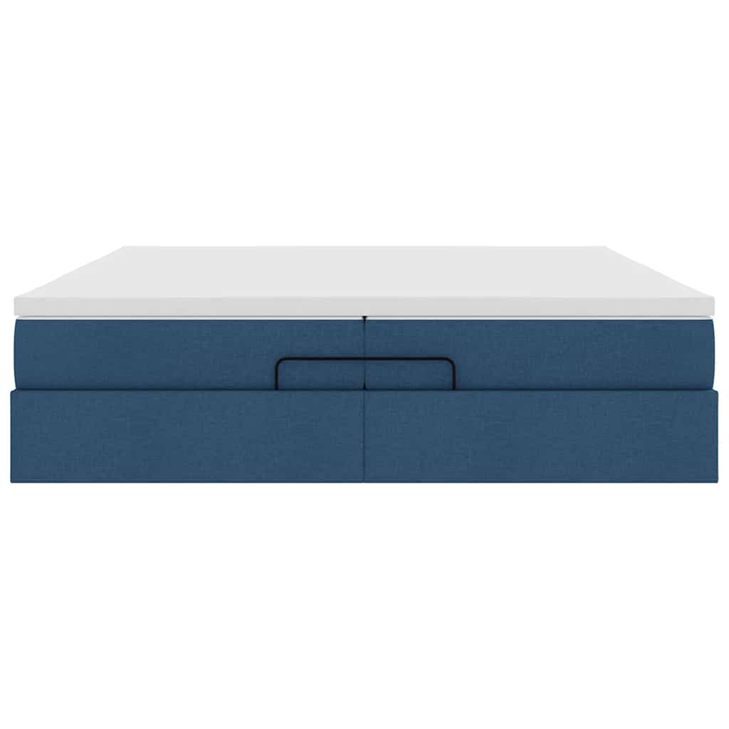 Cadre de lit ottoman avec matelas bleu 200x200cm tissu - XIOS