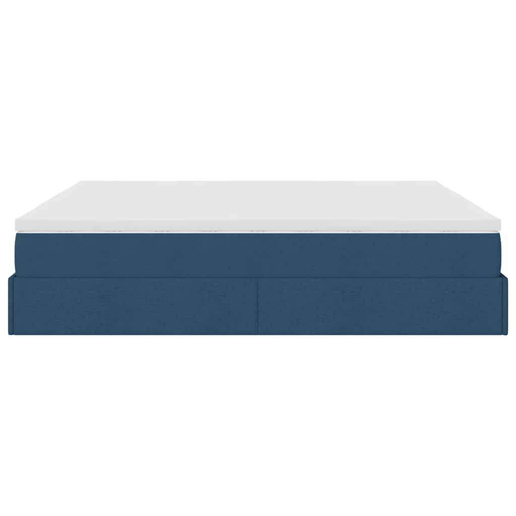 Cadre de lit ottoman avec matelas bleu 200x200cm tissu - XIOS